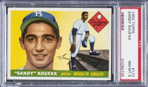 1955 Topps #123 Sandy Koufax Rookie Card - PSA NM-MT 8 